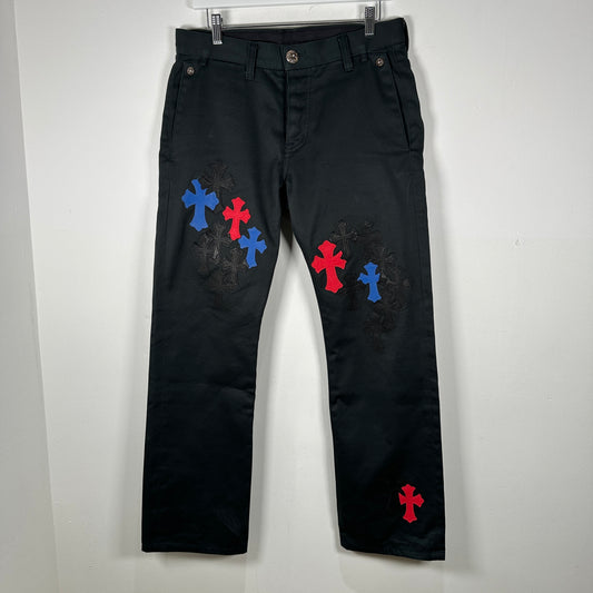 Chrome Hearts Black 'Spiderman' Cross Patch Jeans Size 31