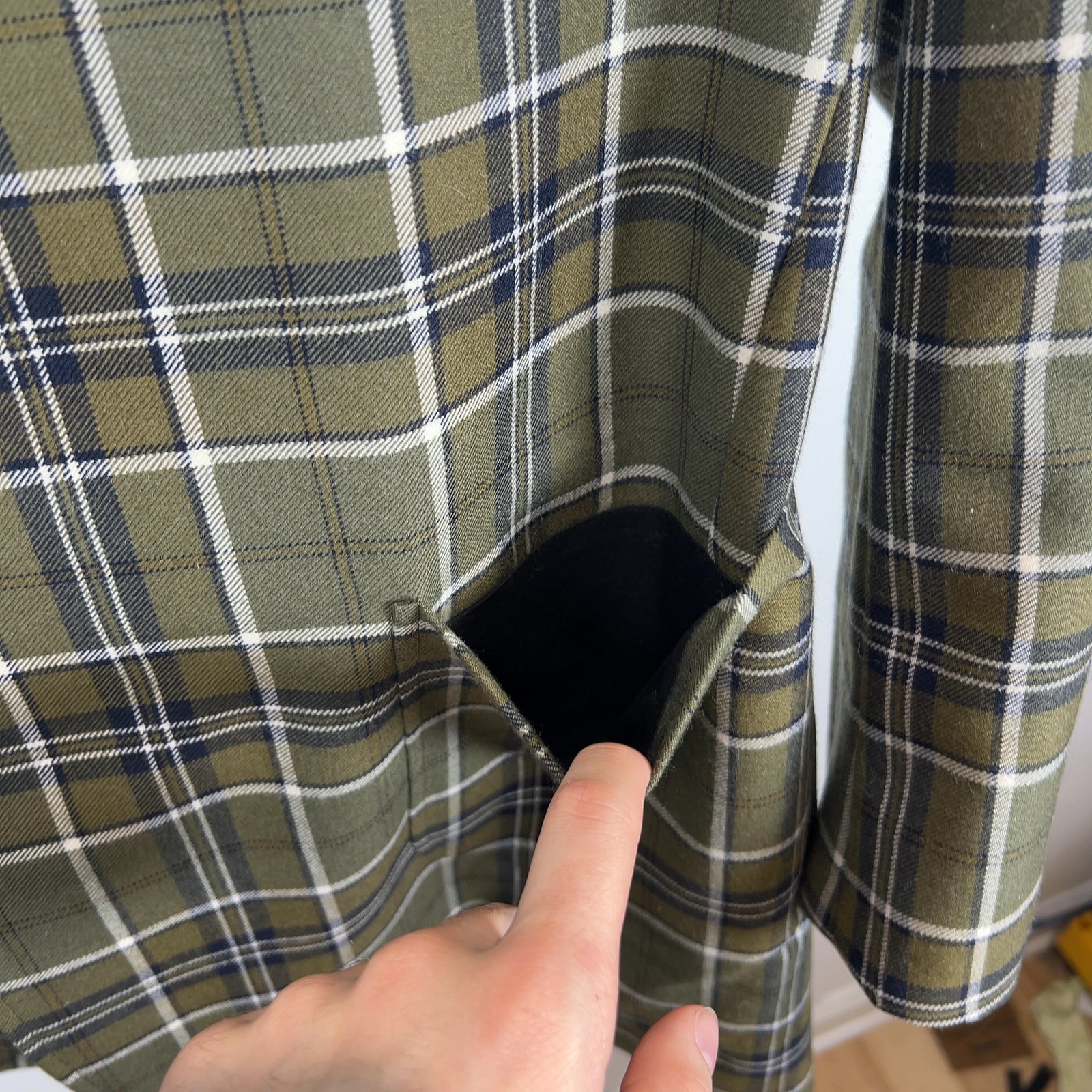 Thom Browne Multi-Pocket Plaid Peacoat