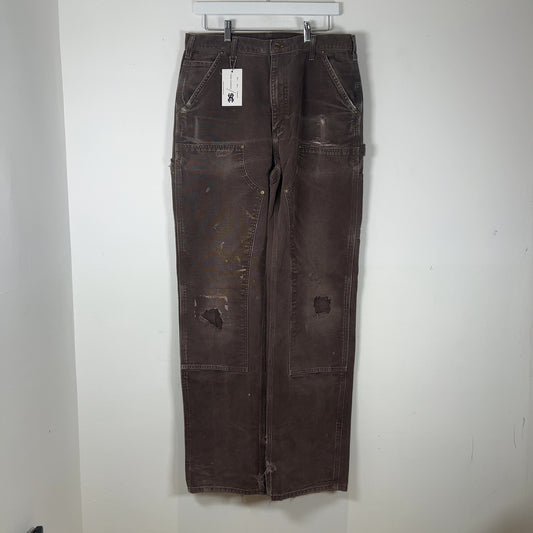 Carhartt Faded Brown Distressed 'Double Knee' Carpenter Pants
