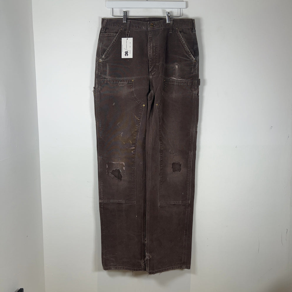 Carhartt Faded Brown Distressed 'Double Knee' Carpenter Pants