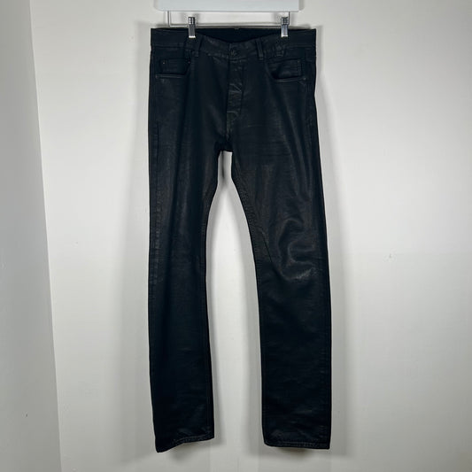 Rick Owens Waxed Detroit Cut Jeans Size 32