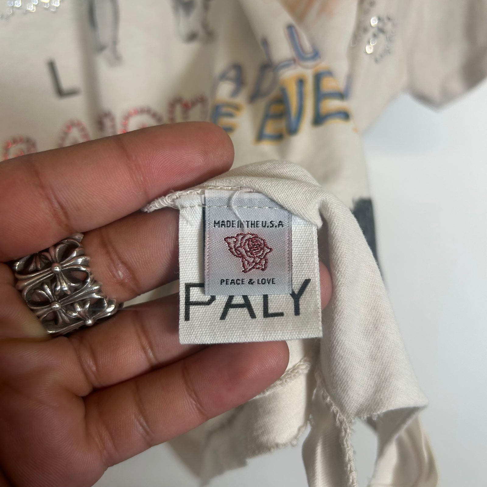 Paly Hollywood Cream 'Bad Luck' T-Shirt Size M
