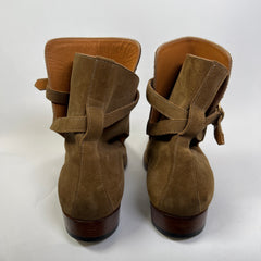 Saint Laurent Tan Suede Western Zip Up Boot Size 45