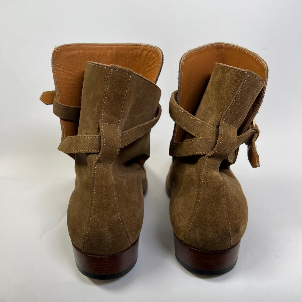 Saint Laurent Tan Suede Western Zip Up Boot Size 45