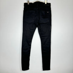 Amiri Black MX1 Embroidered Leather Logo Denim Jeans Size 33