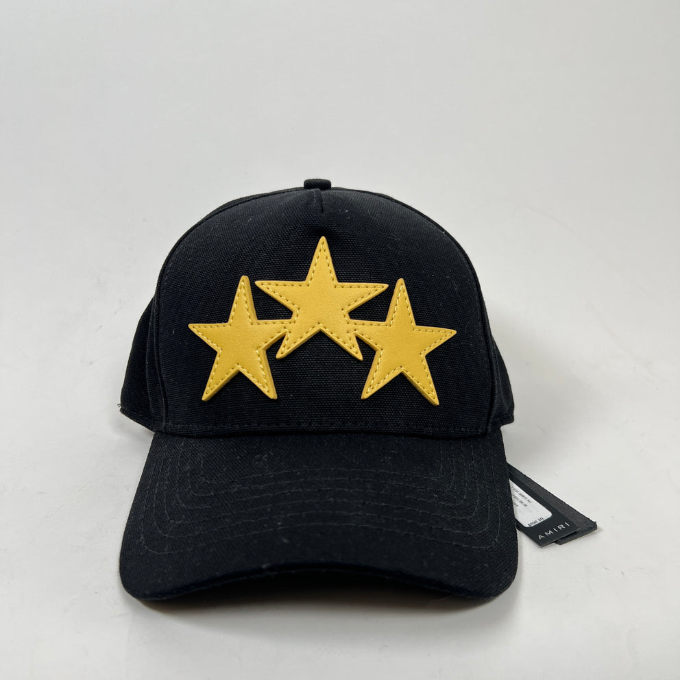 Amiri Black/Yellow Three Star Trucker Hat