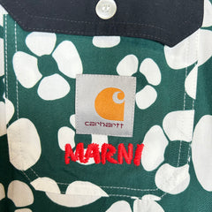 Marni x Carhartt WIP Green Poplin Floral Button-Up Shirt Size S