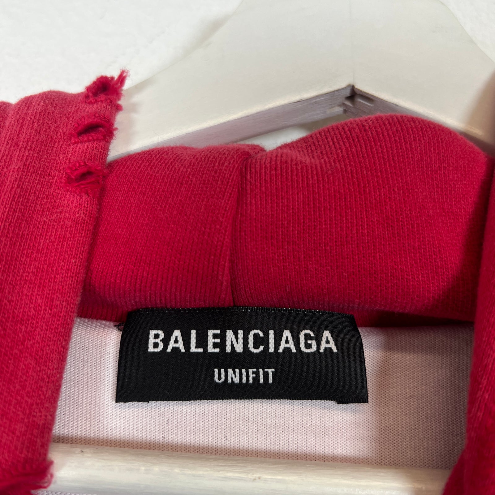 Balenciaga Red Destroyed Layered Hoodie Size XS