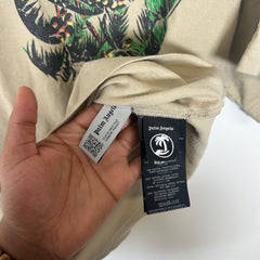 Palm Angels Beige Palm Tree Logo T-shirt Size S