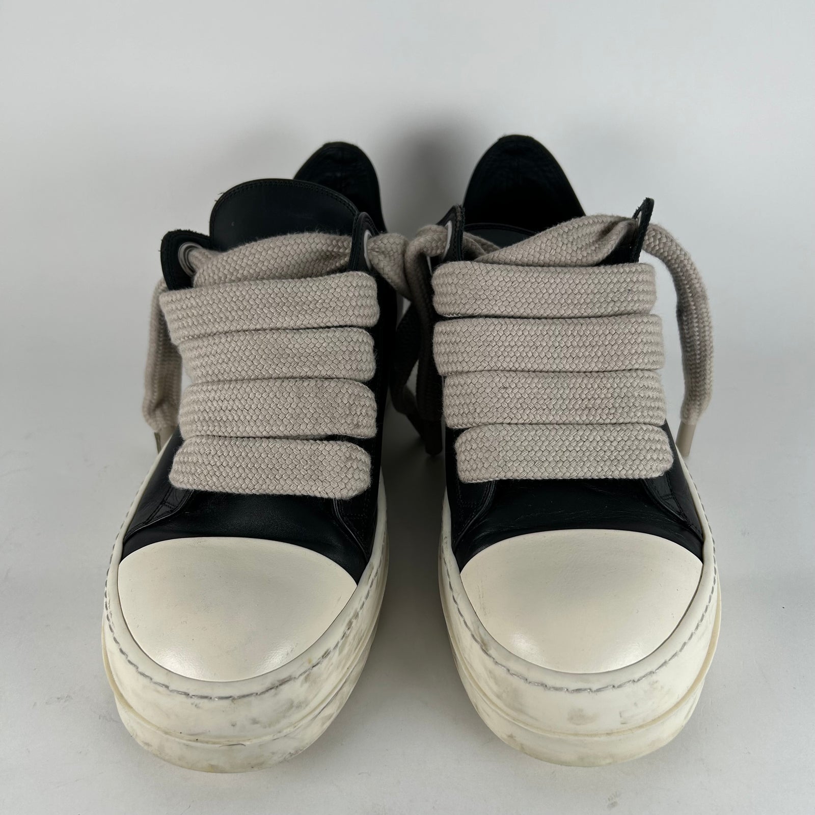 Rick Owens Black Leather Jumbo Lace Ramones Size 10.5