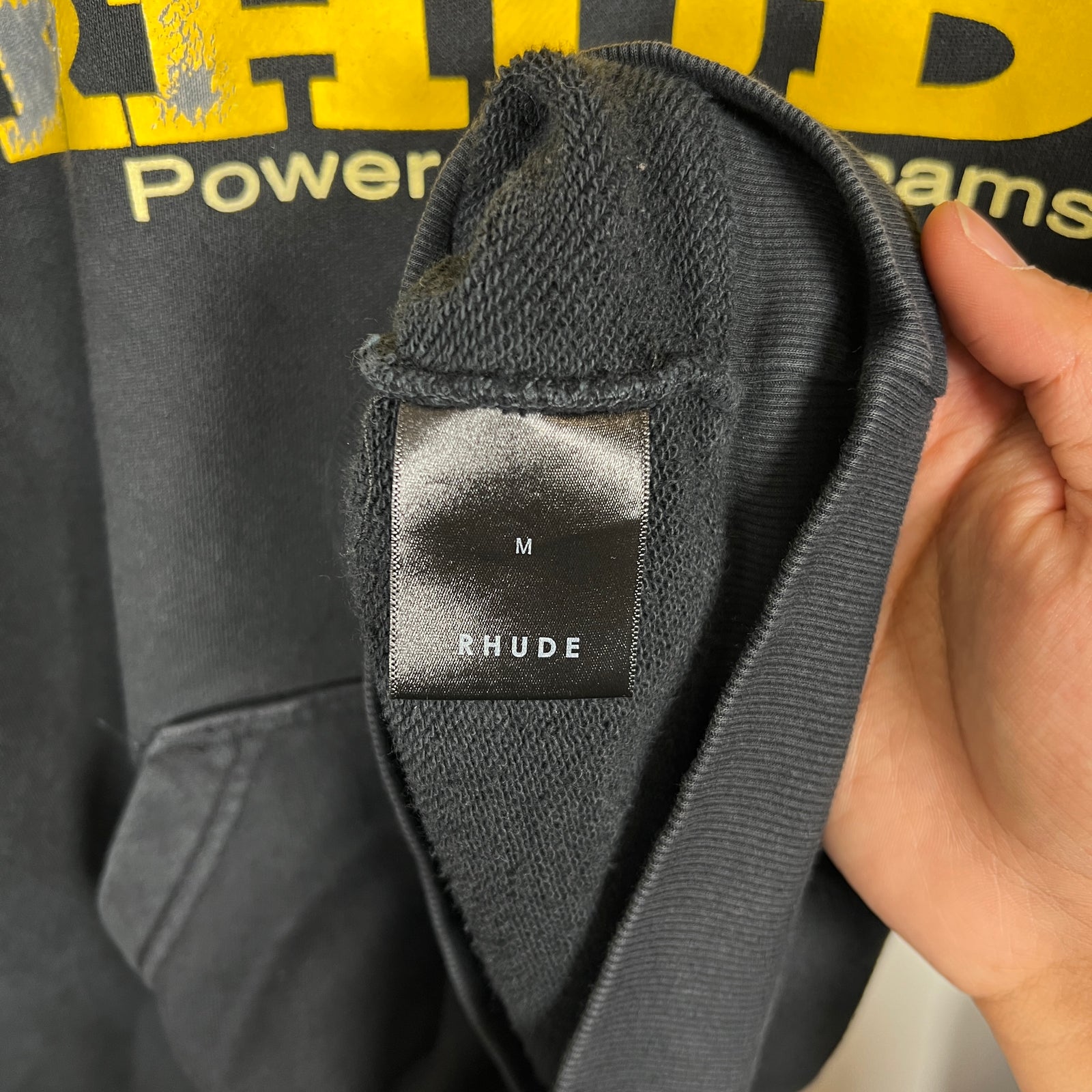 Rhude Black "Powered By Dreams" Hoodie Size L