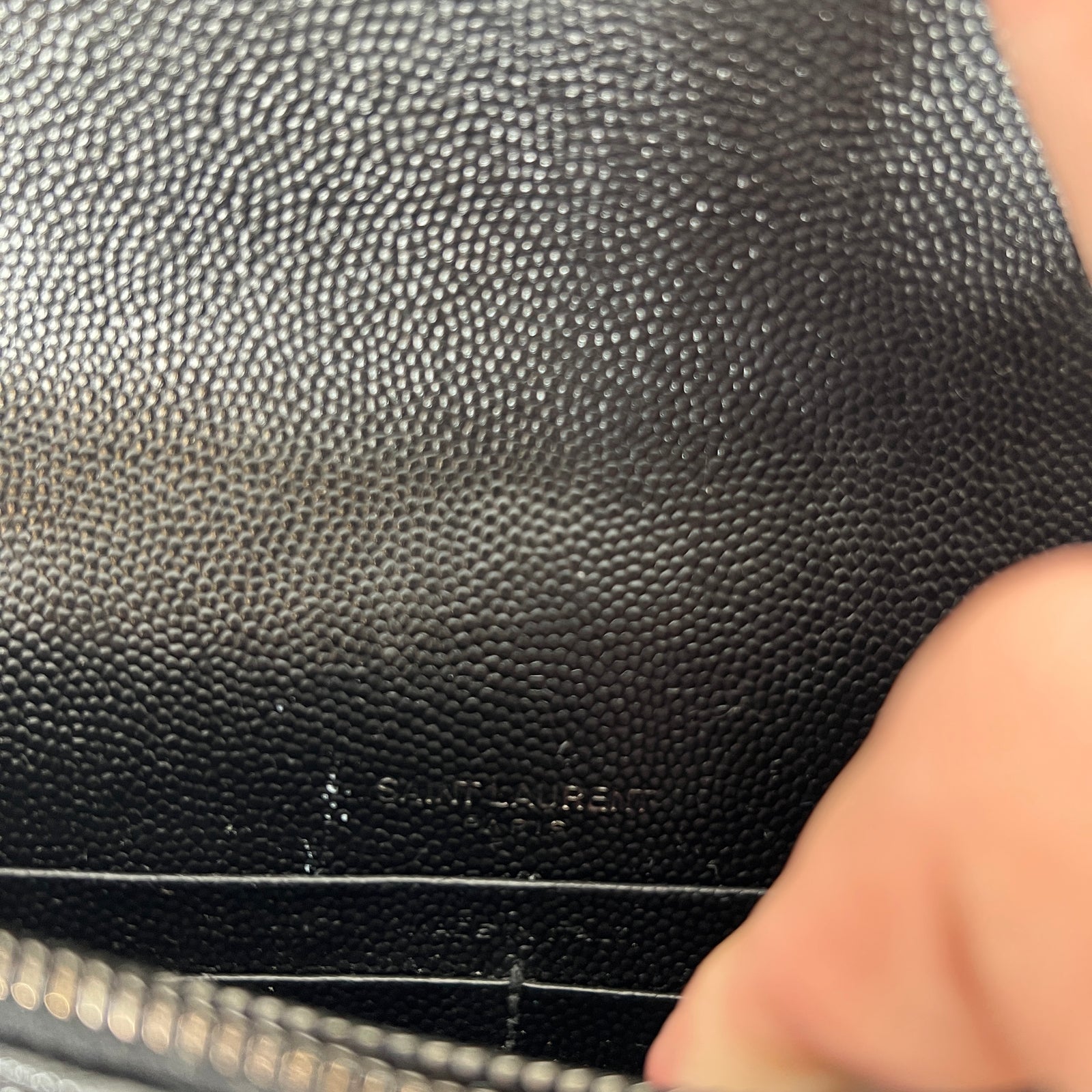 Saint Laurent Wallet On Chain Matelasse Envelope Caviar