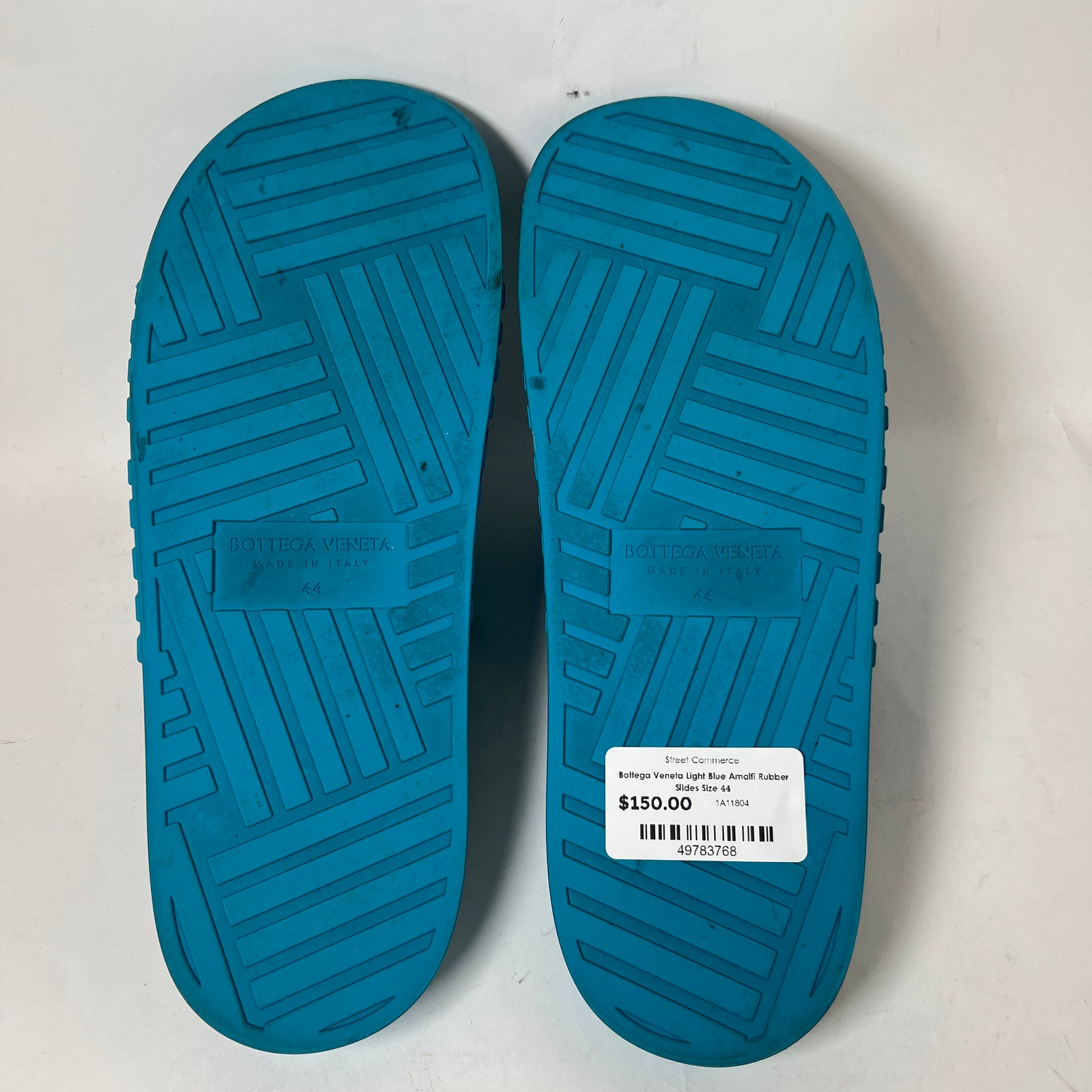Bottega Veneta Light Blue Amalfi Rubber Slides Size 44