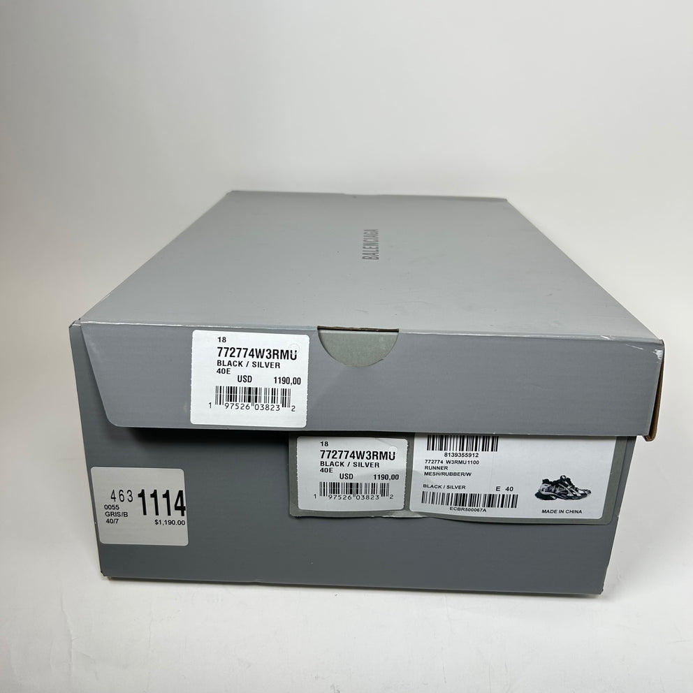 Balenciaga Black/Silver Mesh Runners Size 40