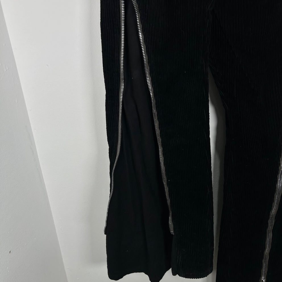 Rick Owens Bolan Banana Black Corduroy Wide-Leg Pants Size 30