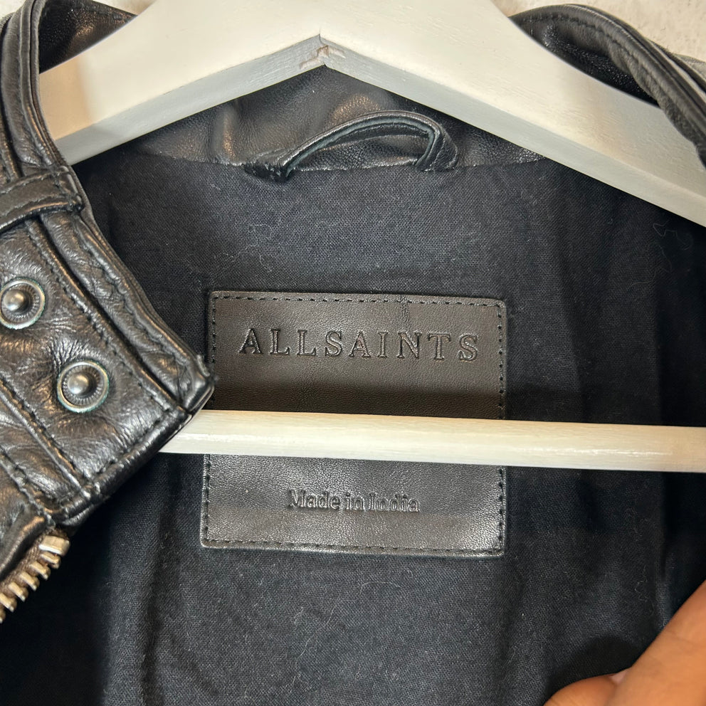 All Saints Black Cora Leather Jacket Size S