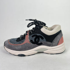 Chanel Grey/Pink Interlocking CC Runners