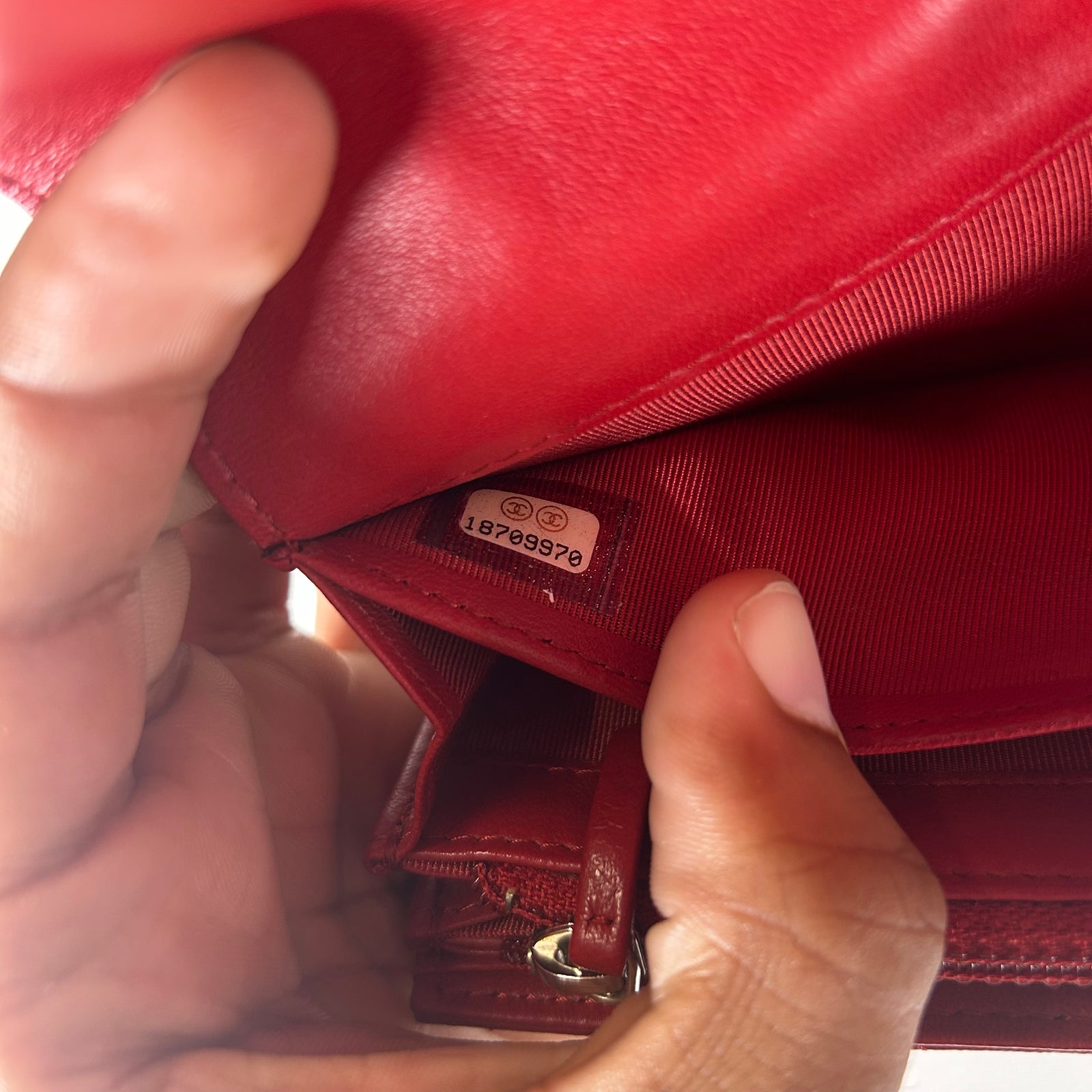 Chanel Red Quilted Lambskin Long Wallet