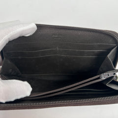Prada Brown Nylon Zip Around Wallet