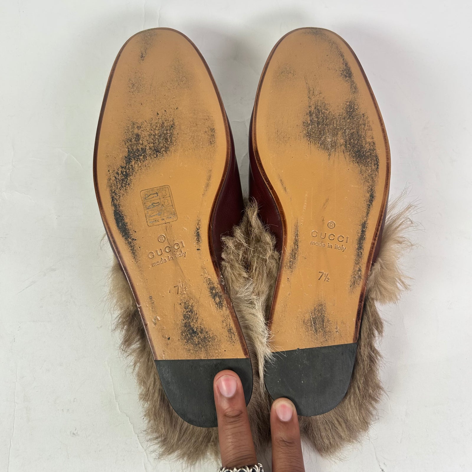 Gucci Princetown Horsebit Fur Mules