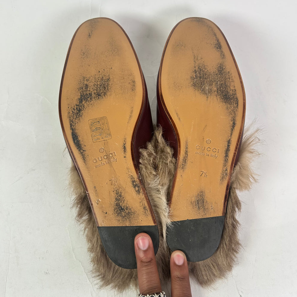 Gucci Princetown Horsebit Fur Mules