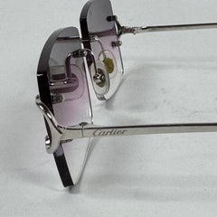 Cartier Silver Rectangle Rimless Glasses