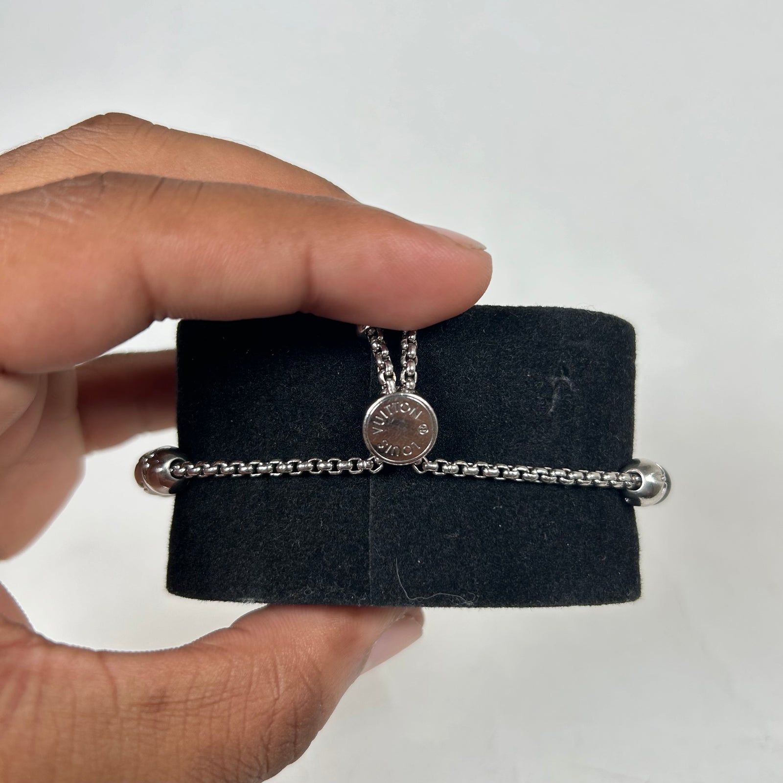Louis Vuitton Silver Monogram Beaded Bracelet