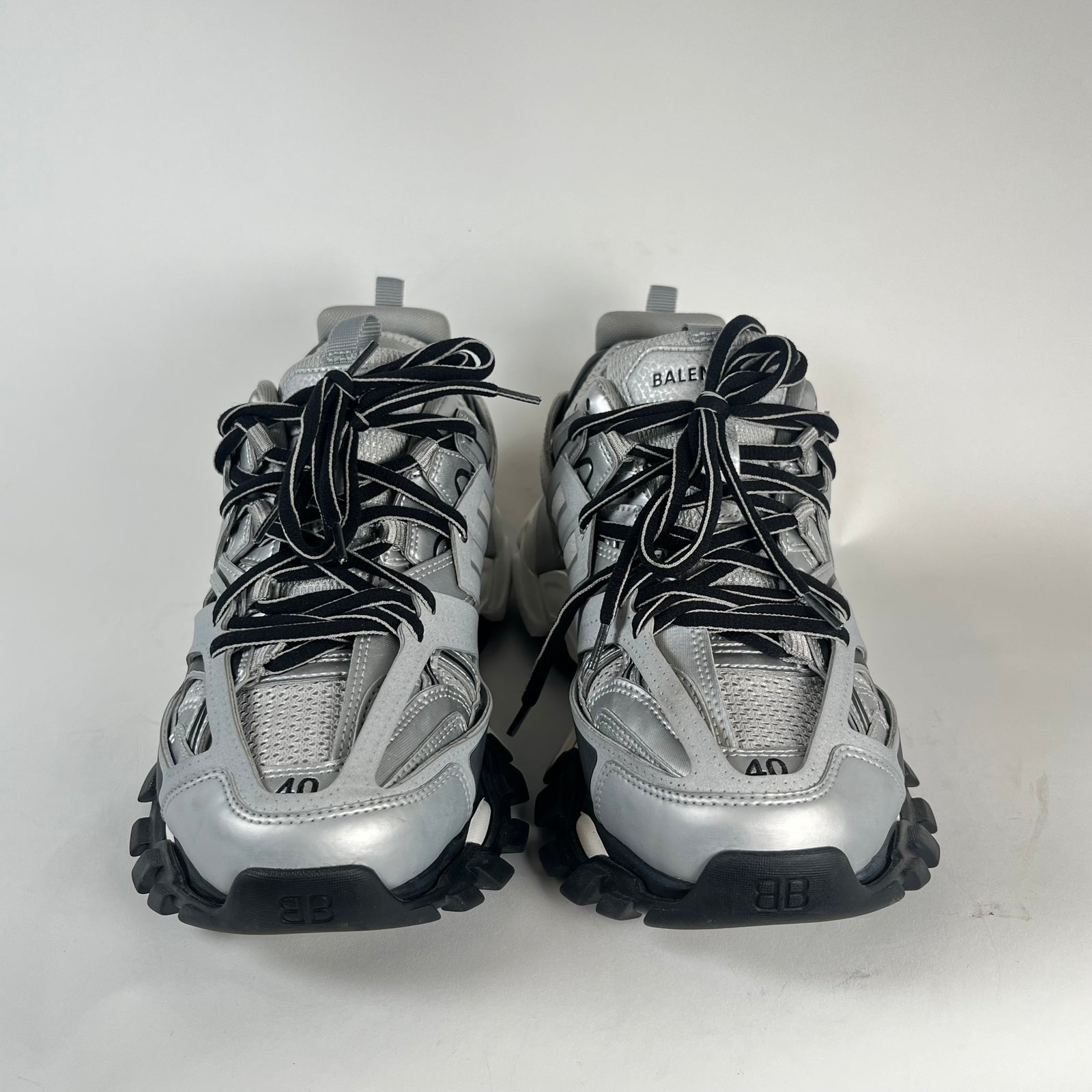 Balenciaga Metallic Grey Tracks Size 40