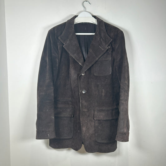 Gucci Brown Suede Leather Over Coat Size 50it