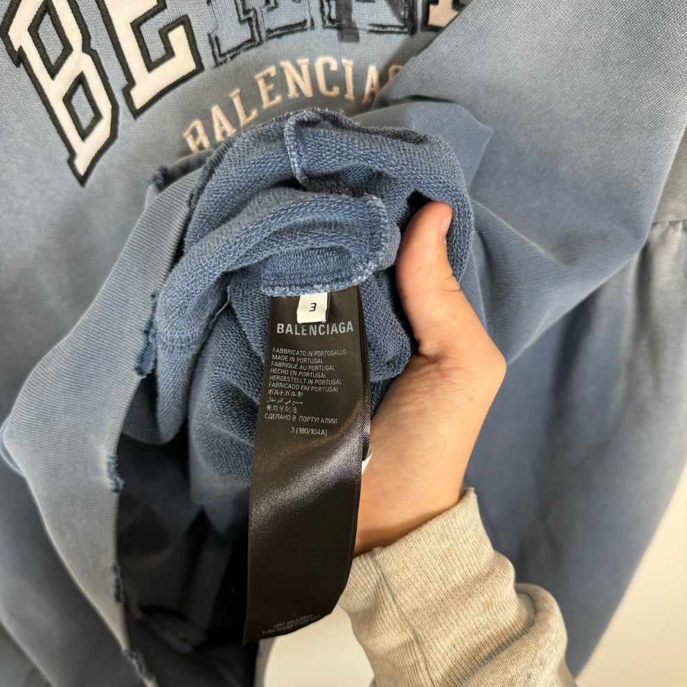 Balenciaga Washed Blue Be Kind Hoodie Size 3