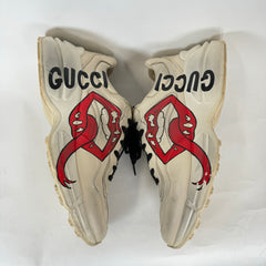 Gucci Beige Mouth Print Rhyton Sneakers Size 9