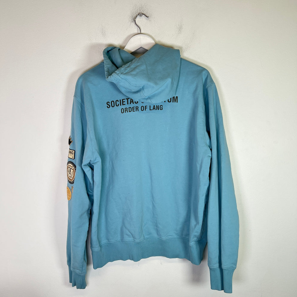 Helmut Lang Blue Societas Hoodie Size L