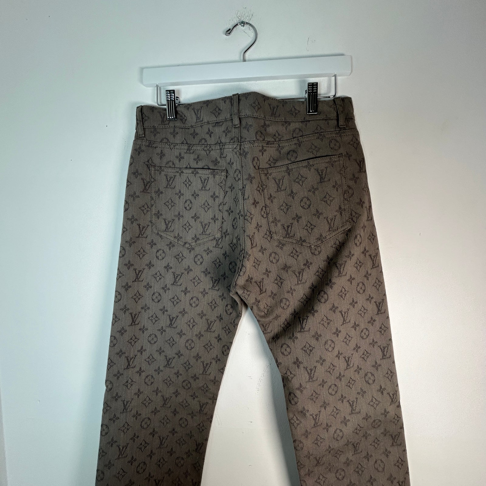 Louis Vuitton Grey Monogram Logo Slim Jeans Size 29