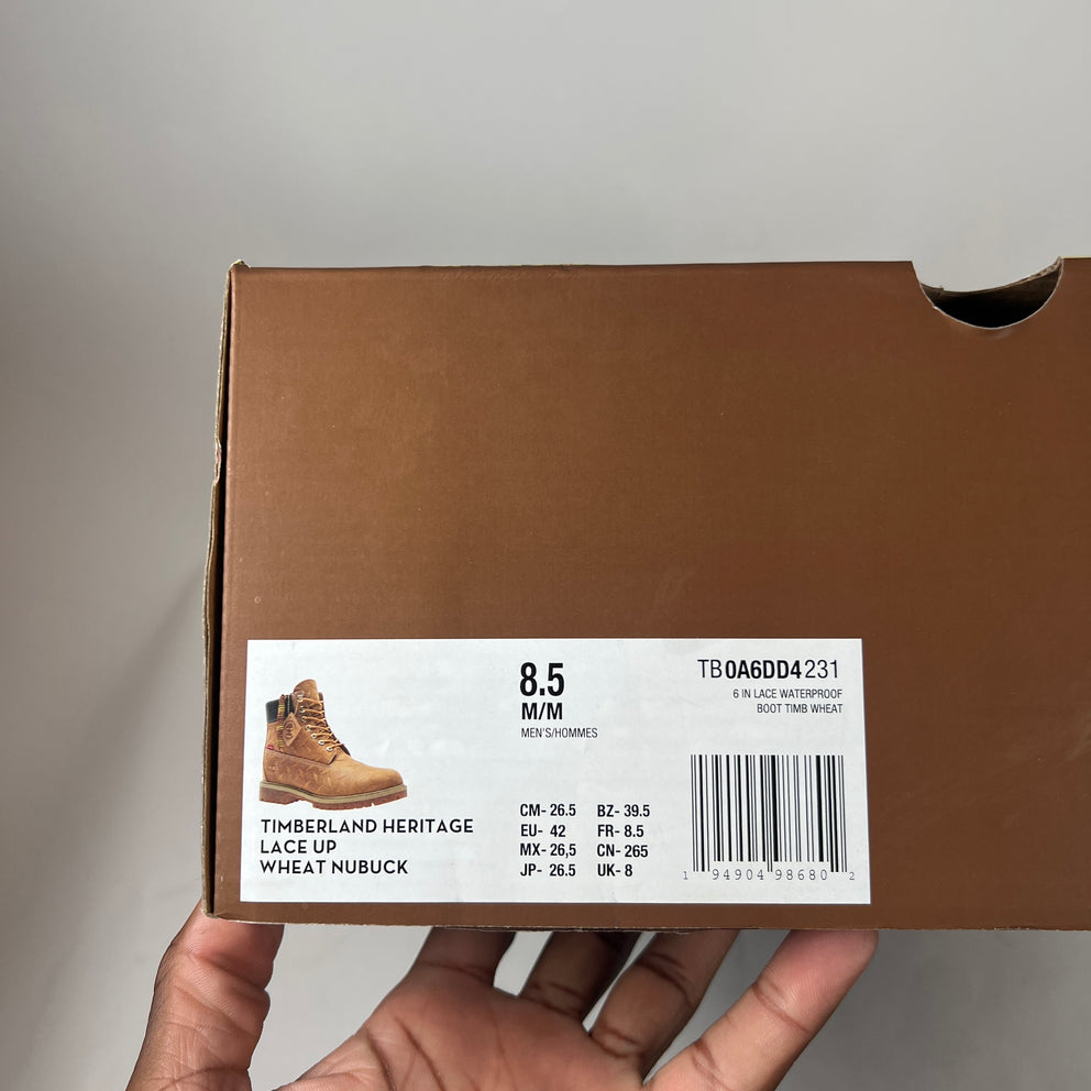 Supreme x Timberland Wheat Diamond Plate 6" Premium Waterproof Boots Size 8.5
