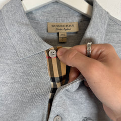 Burberry Grey Check Longsleeve Polo Size S