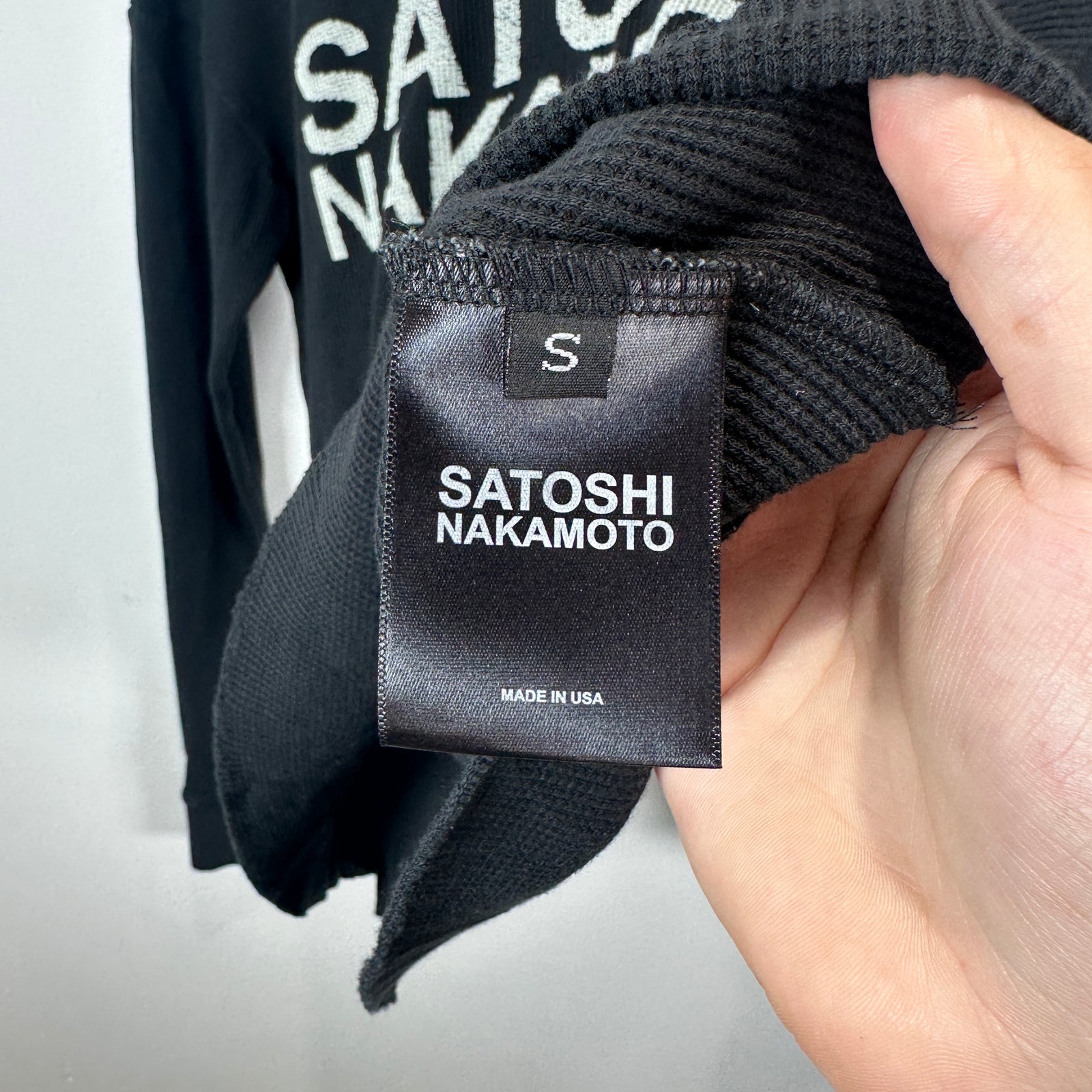 Satoshi Nakamoto Spell Out Logo Black Thermal Longsleeve