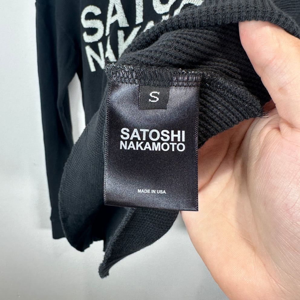 Satoshi Nakamoto Spell Out Logo Black Thermal Longsleeve