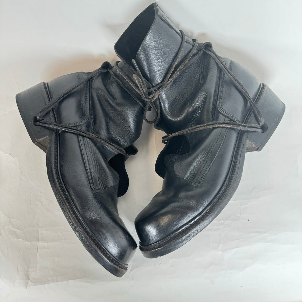 Dirk Bikkemburgs Black Leather Lace Through Heel Boots Size 44