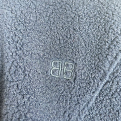 Balenciaga Navy Sherpa Half Zip Jacket Size 54