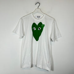 CDG Play White/Green Heart T-shirt Size M