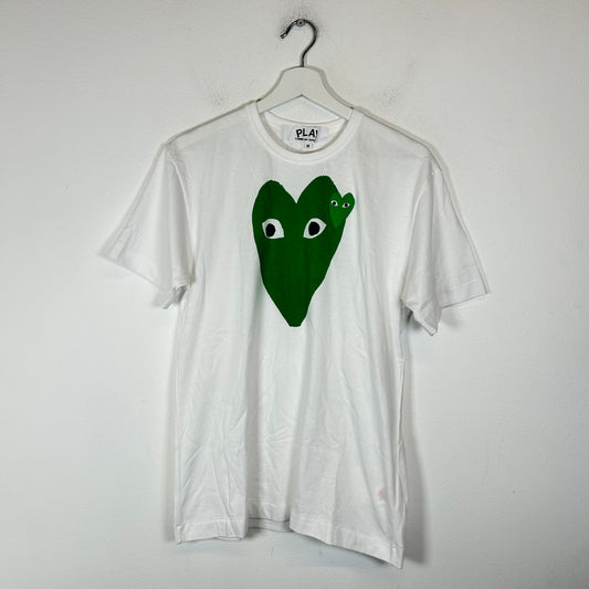 CDG Play White/Green Heart T-shirt Size M