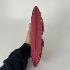 Gucci Guccissima Pink Canvas Horsebit Chain Clutch