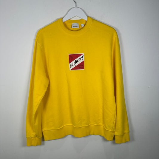Burberry Yellow 'Kingdom' Logo Crewneck Size M