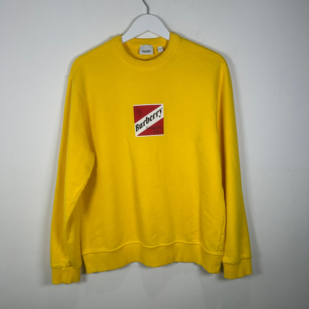 Burberry Yellow 'Kingdom' Logo Crewneck Size M