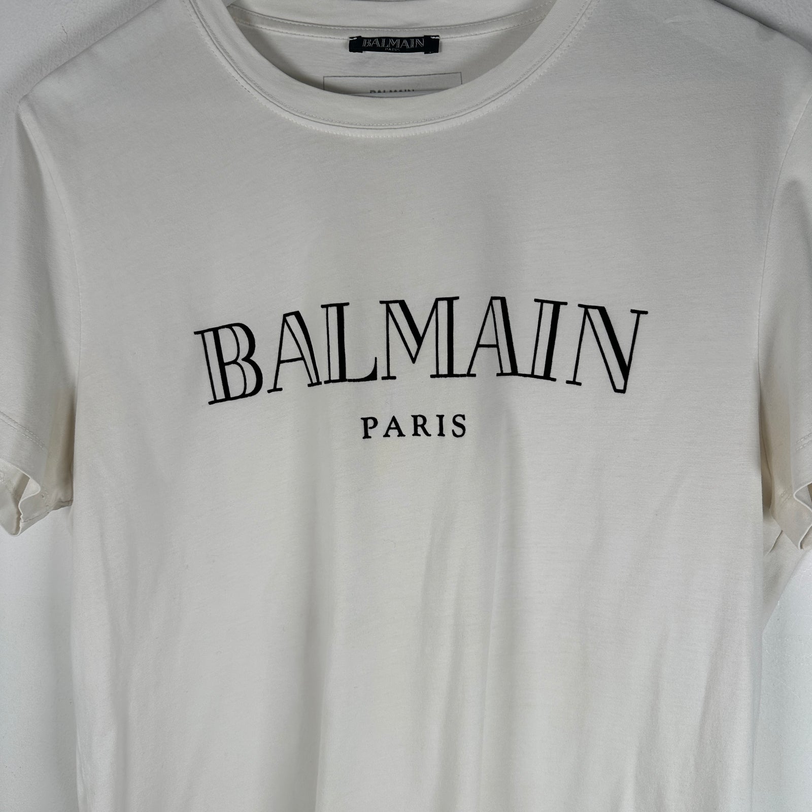 Balmain Logo Graphic White T-Shirt Size M