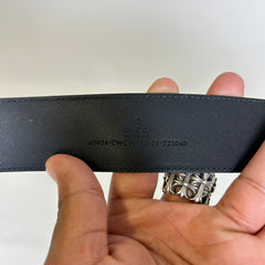 Gucci Black Interlocking G Logo Leather Belt Size 95