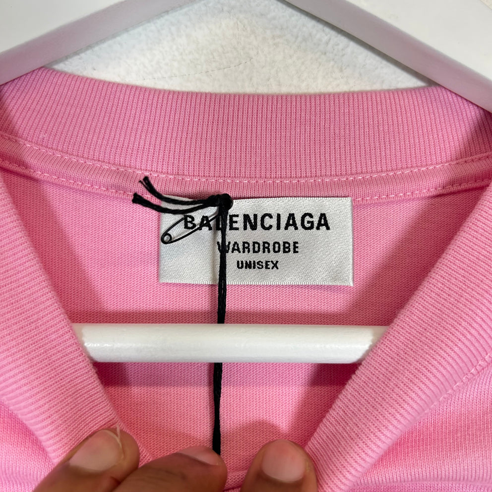 Balenciaga Pink Logo T-shirt Size L