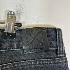 Off-White Black Washed Zipper Denim Shorts