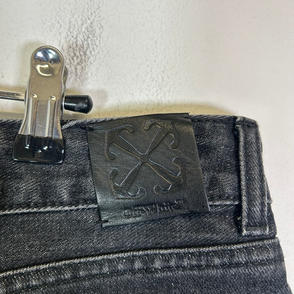 Off-White Black Washed Zipper Denim Shorts