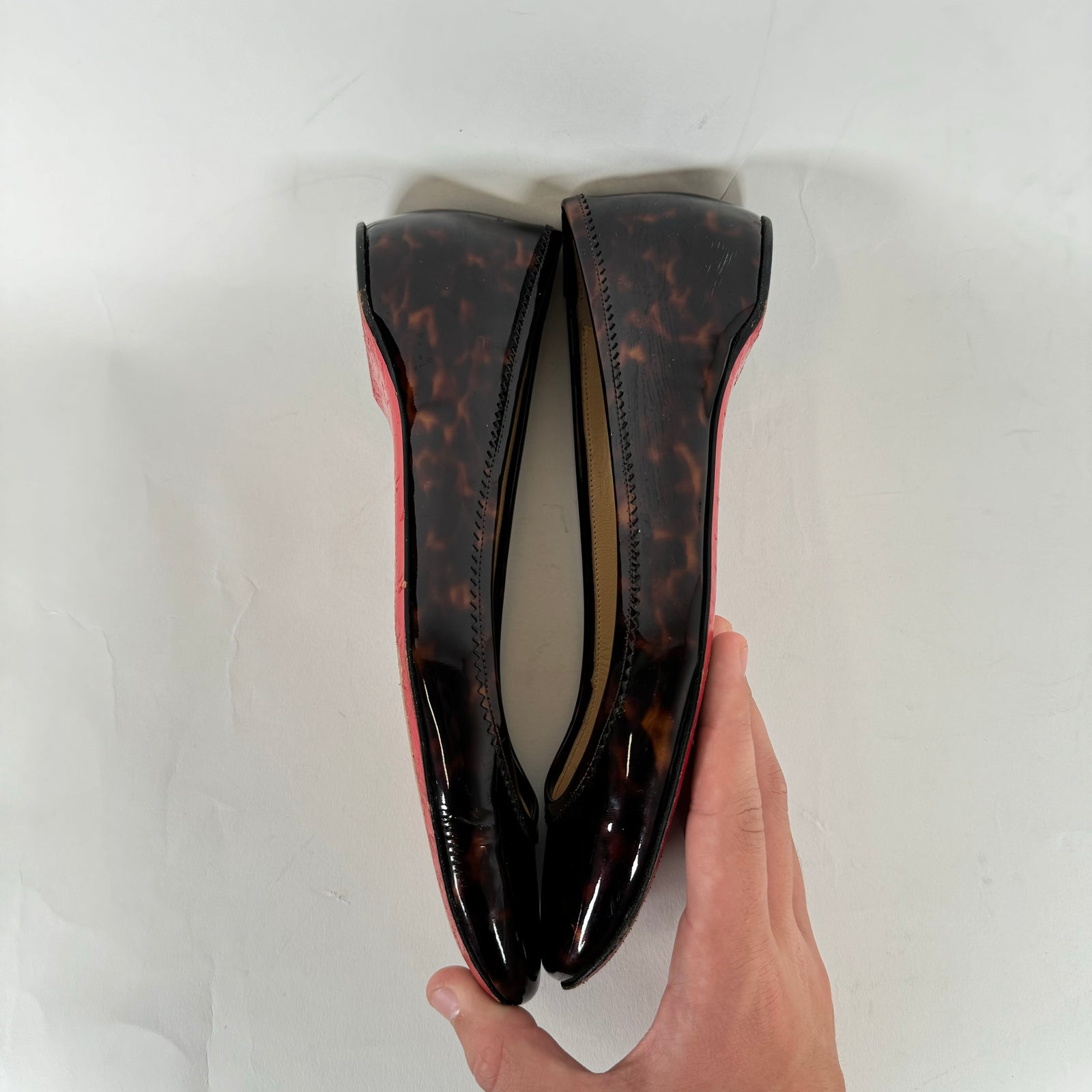 Christian Louboutin Tortoise Patent Square Toe Ballet Flats Size 38